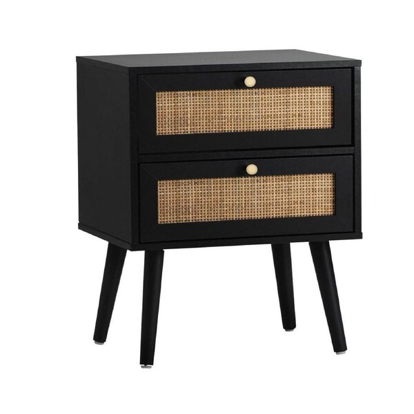 2X Bedside Table 2 Drawers Storage Cabinet Rattan