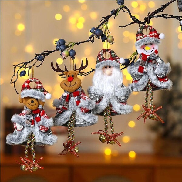 4 Pack Christmas Doll Hanging Ornaments Xmas Decorations Christmas Tree Pendants