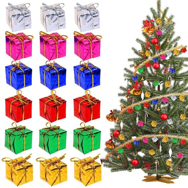36pcs Mini Christmas Ornaments Handwork Gift Box Xmas Tree Accessories