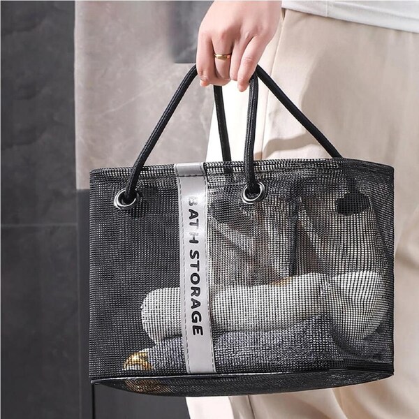 Collapsible Mesh Drain Basket Travel Toiletry Swimming Organizer Handbag