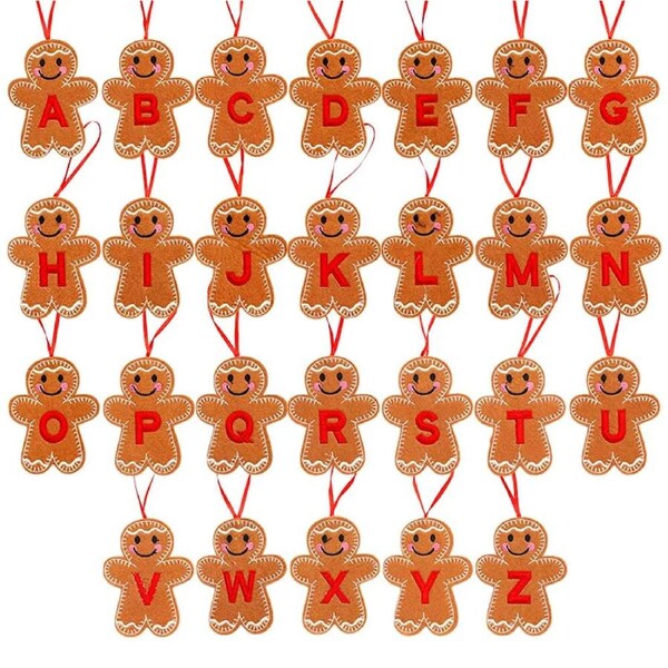 26pc Christmas Gingerbread Man Letter Decor For Tree Gingerbread Man Pendant