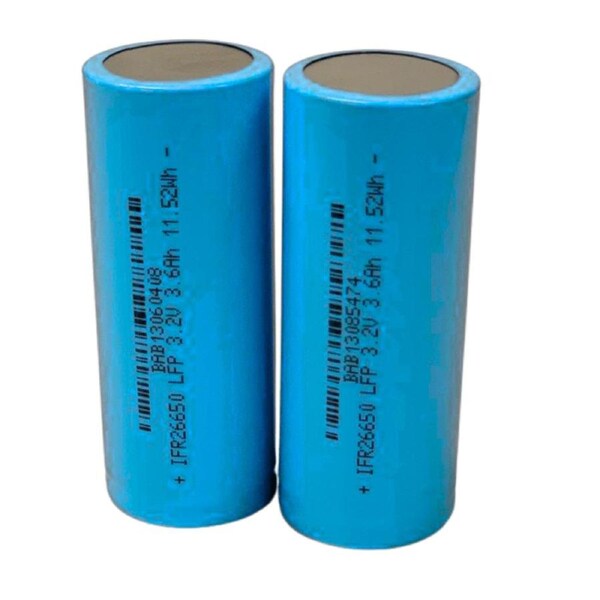 2-Pack 26650 LiFePO4 3.2V 3600mAh Rechargeable Batteries - Flat Top High-Rate for Scooter, Power Bank & Torch