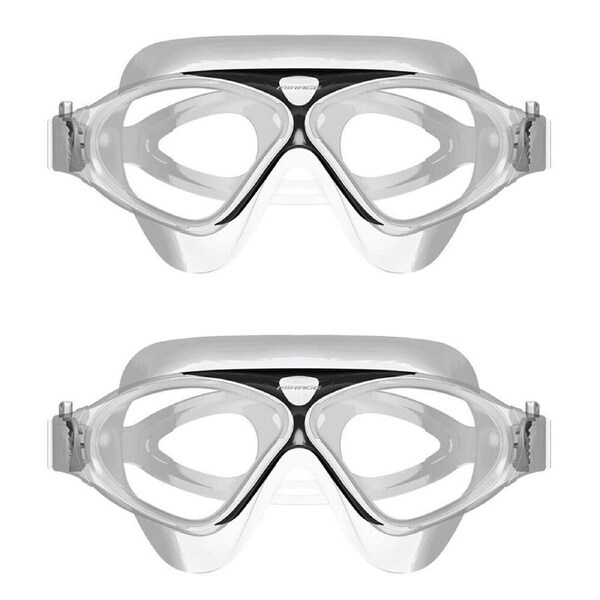 2PK Mirage Adult Lethal Oversized Silicone Swimming Goggles Clear/Black