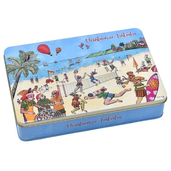 Banksia Red Shortbread Biscuit Tin - Christmas in Australia