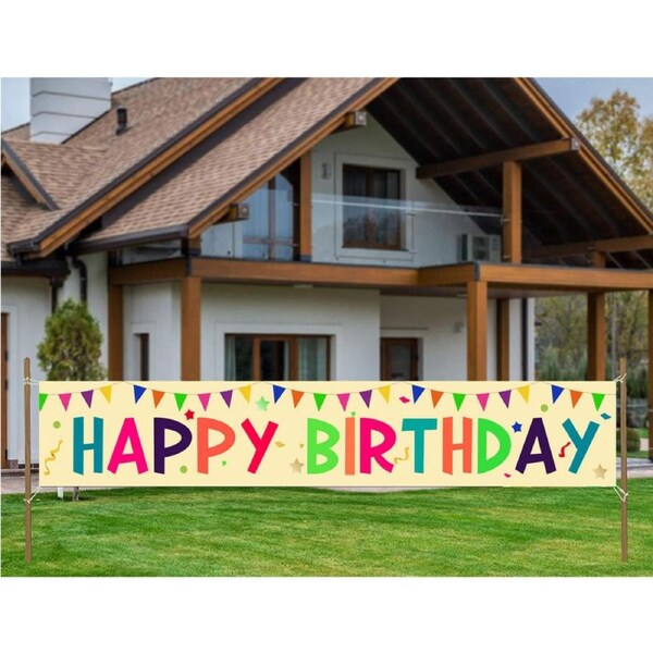 Happy Birthday Backdrop Banner Happy Birthday Long Banner Background Cloth Photo Party Large Decoration
