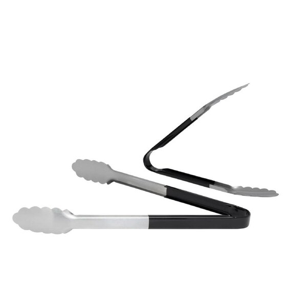 2pc Cuisena 24/30cm Stainless Steel Utility Tongs Set BBQ Cooking Utensil - Black