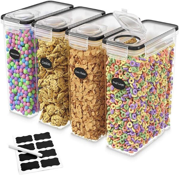 Food Storage Jar Set 4PCS Kitchen Grain Container Airtight Cereal Canister Box