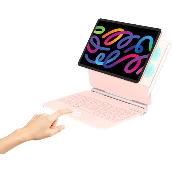 AIWA 10.1" Pro Smart Tablet with Magnetic Keyboard Case and Bonus Stylus - Pink