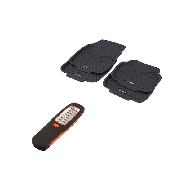 Kings Deep Dish Floor Mats (4 Pack) + Illuminator LED Work Light
