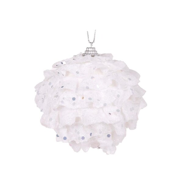 White Ruffles Bauble 10cm