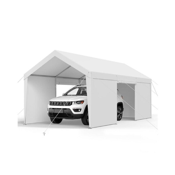 Carport Car Canopy 12x20FT Heavy Duty Car Shelter with Sidewalls Grey