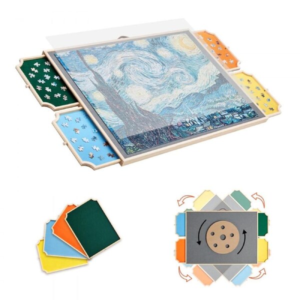 1500 Piece Puzzle Board with Drawer Cover Portable Wooden Jigsaw 86x63cm