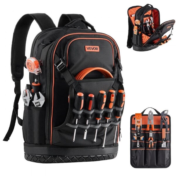 Tool Backpack 65 Pockets Tear-resistant Jobsite Backpack for Electrician