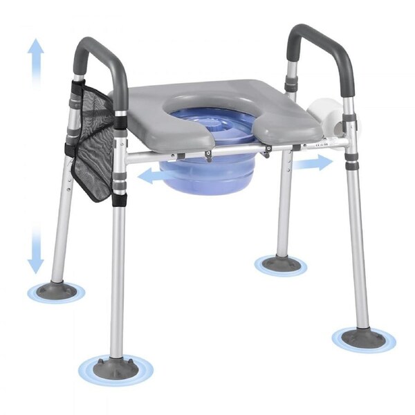 Bedside Commode Chair 4-in-1 Raised Toilet Seat Adjustable Height 227 kg
