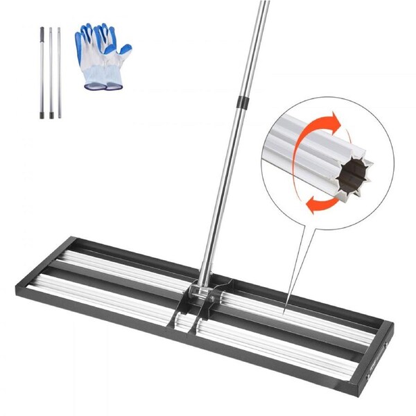 254 x 914 mm Lawn Leveling Rake with 2130 mm Adjustable Handle for Yard Garden