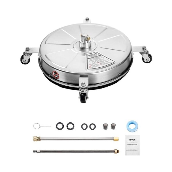 18" Pressure Washer Surface Cleaner 4 Wheels 4000 Max PSI 2 Extended Wands