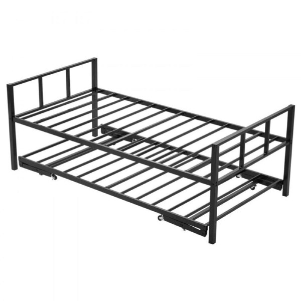 Twin Size Daybed Frame Metal Day Bed with Trundle and Metal Slats