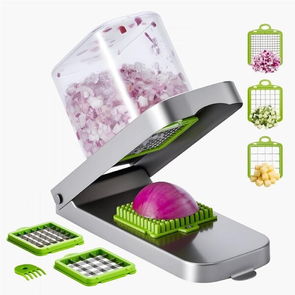 Vegetable Chopper Food Veggie Cutter 3 Blades Onion Slicer with Container