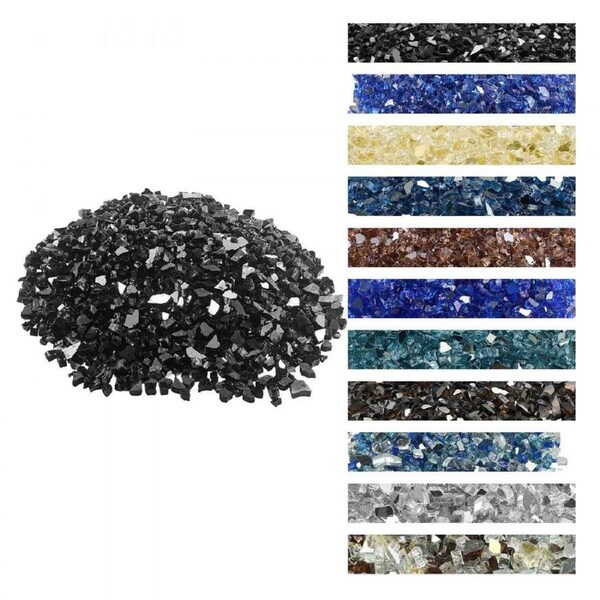 9 KG Fire Glass 12.7 mm Fireplace Glass Rocks for Fire Pit Table Black
