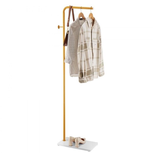 Coat Rack Freestanding Coats Rack with Quartz Stone Base & 3 Round Hooks