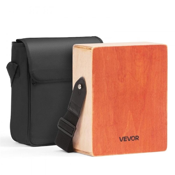 Cajon Box Drum Wood Percussion Instrument with Guitar Strings Travel Bag