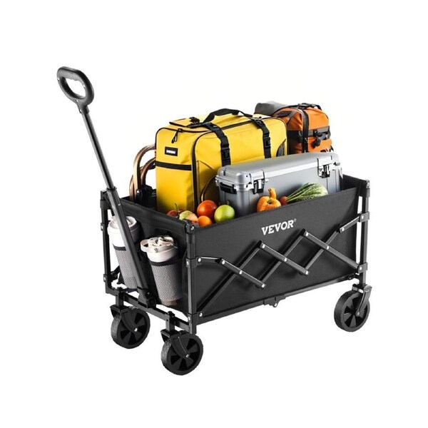 Collapsible Wagon Carts 120L & 225LBS Heavy Duty Folding Garden Cart Black