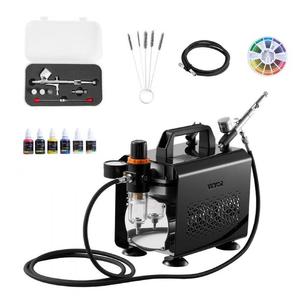 Airbrush Kit Air Brush Kit 1/6 HP Air Compressor 1 Airbrush 3 Tips Paint