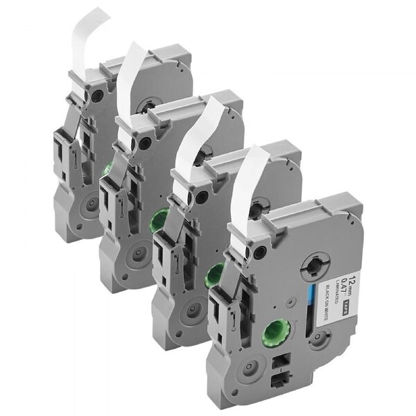 Label Maker Tape 4 Pack 12 mm Black on White Label Maker Refills TZe-231