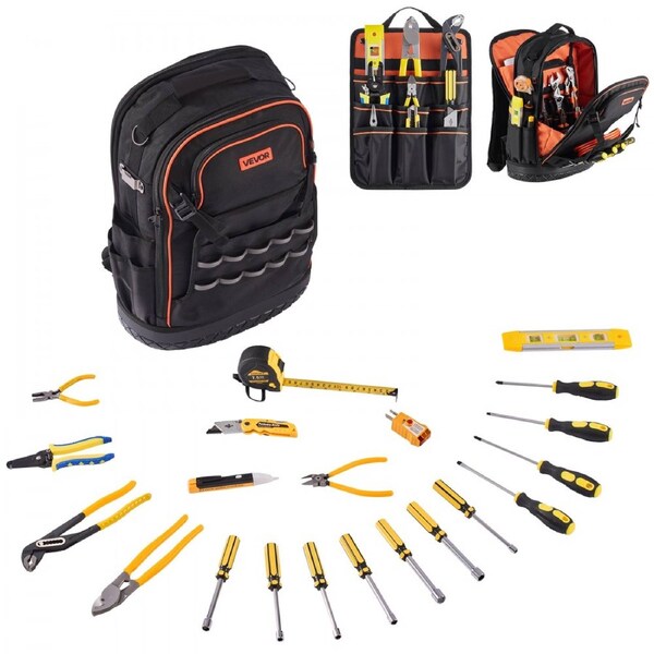 Tool Backpack with Tools 65 Pockets Tear-resistant Jobsite Backpack