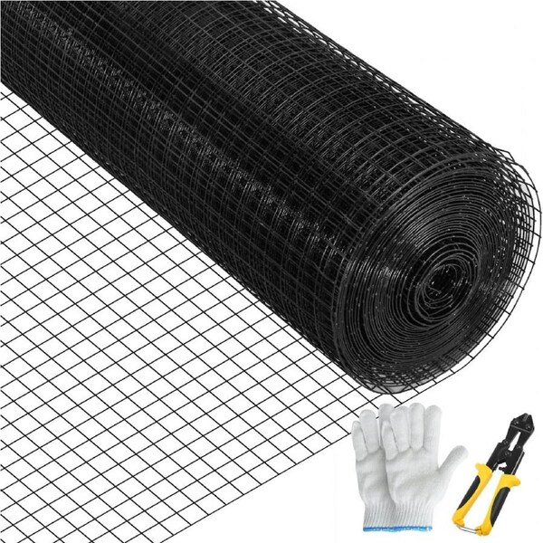 Welded Wire Fence Vinyl Coated Chicken Rabbit Mesh 1"x1" 16 Gauge 24"x100'