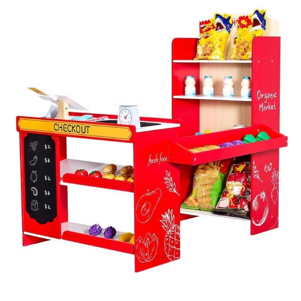 Kids Grocery Store Playset Supermarket Play Toy Set with Cash Register
