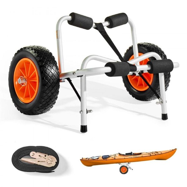 Kayak Cart 113.4 kg Foldable Canoe Carrier with 25.4 cm Solid Rubber Tires