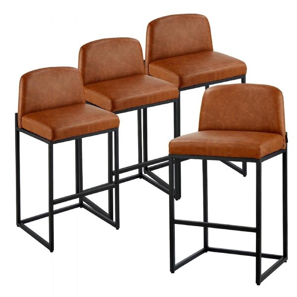 68cm Bar Stool Modern Counter Height Barstool Kitchen Chair Brown Set of 4