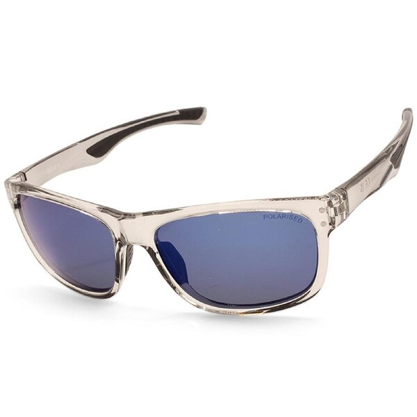 North Beach Darko Crystal/Blue Mirror Polarised Unisex Sunglasses