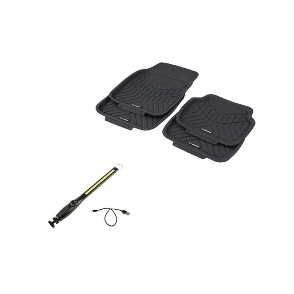 Kings Deep Dish Floor Mats (4 Pack) + Rechargeable Lithium LED Worklight