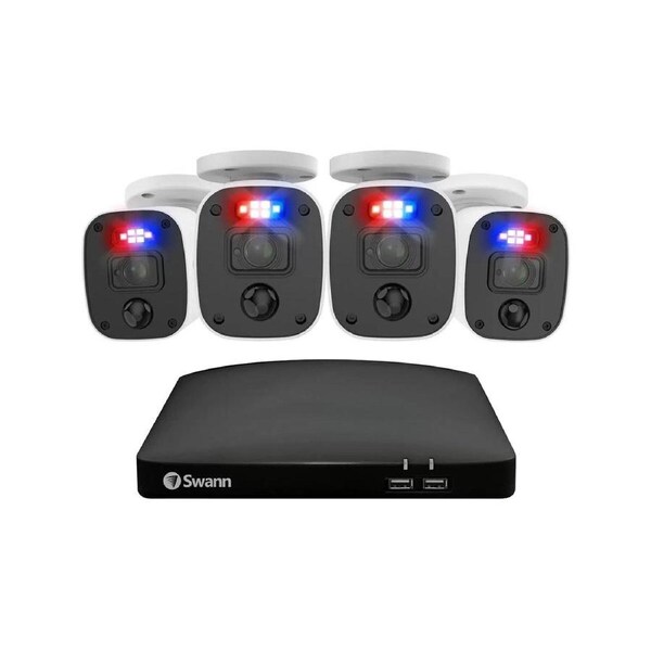 Swann Home 8 Channel 2K DVR 4x Camera Security System with Mic and 256GB SD Card (SWDVK-8468542)