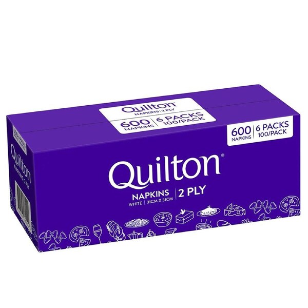 Quilton 2 Ply White Napkin 600 Pack