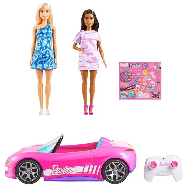 Hot Wheels RC Barbie Convertible 2 Dolls