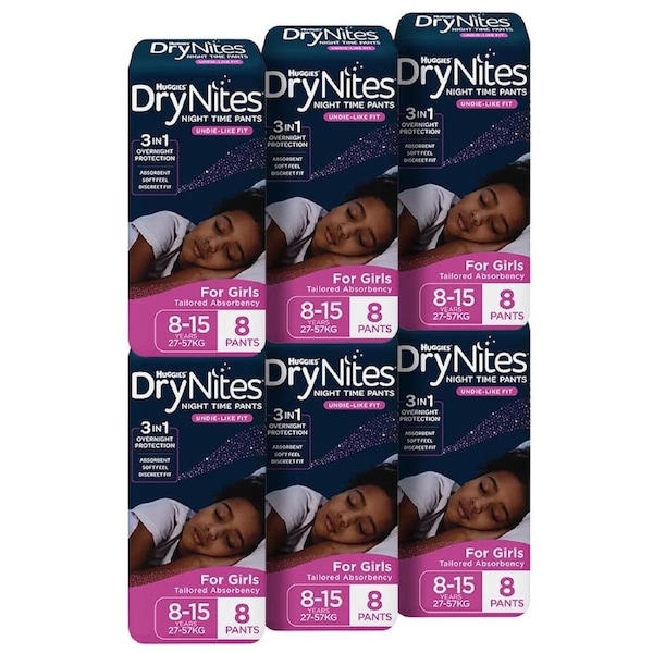 Huggies Drynites Night Time Pants For Girls Size 8-15 Years 48 Pants
