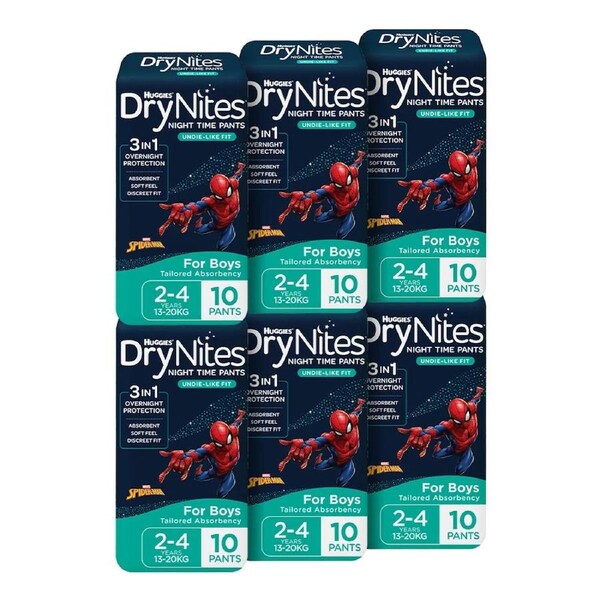 Huggies Drynites Night Time Pants For Boys Size 2-4 Years 60 Pants