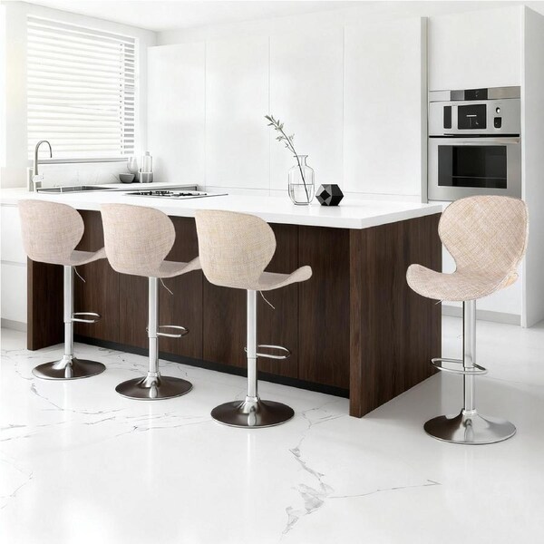 4x Artiss Bar Stools Gas Lift Leather PE Rattan Beige