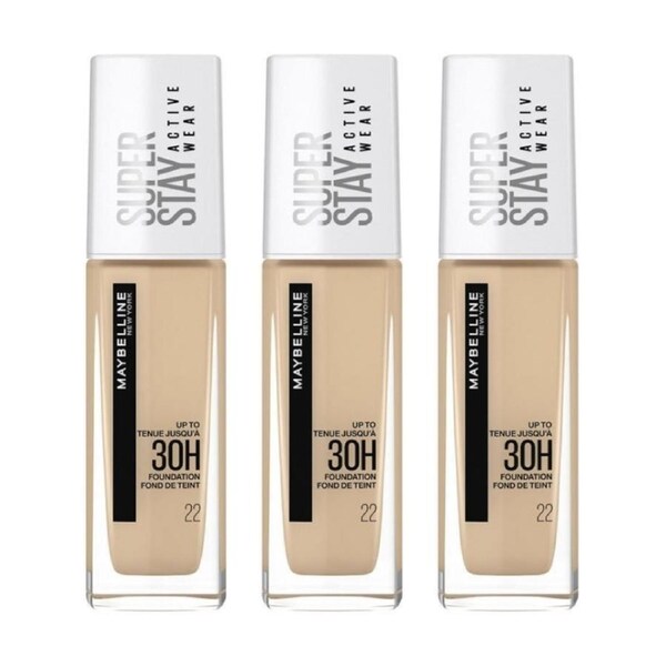 3 x Maybelline SuperStay Active Wear 30HR Longwear Foundation 30mL - 22 Light Bisque