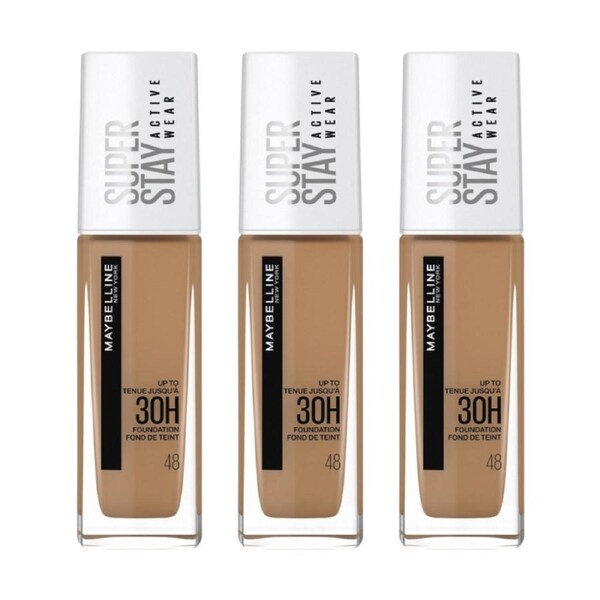 3 x Maybelline SuperStay Active Wear 30HR Longwear Foundation 30mL - 48 Sun Beige