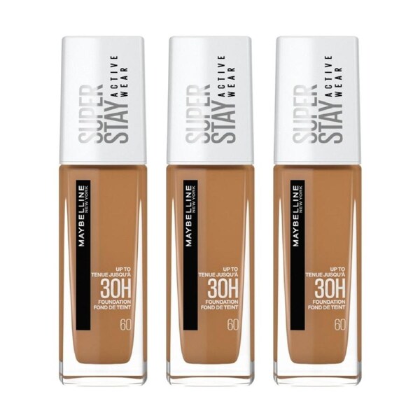 3 x Maybelline SuperStay Active Wear 30HR Longwear Foundation 30mL - 60 Caramel