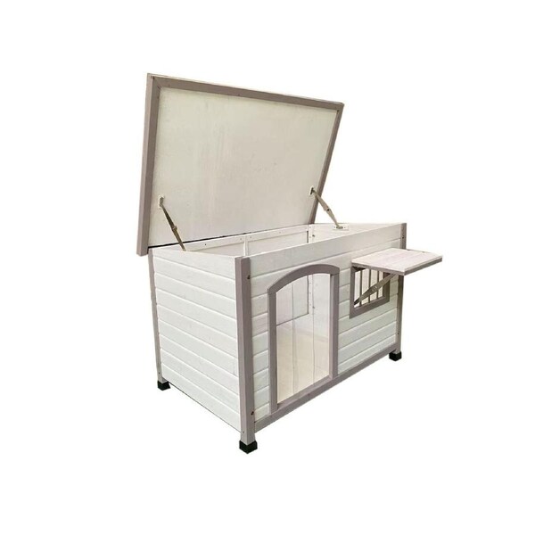 YES4PETS L White Pet Dog Wooden Kennel House Window Puppy Cabin Timber