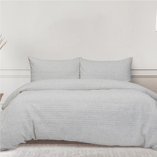 Ardor Boudoir Johan Jacquard Quilt Cover w/ Pillowcase Set Natural Double