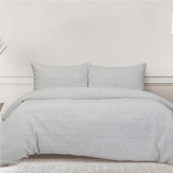 Ardor Boudoir Johan Jacquard Quilt Cover w/ Pillowcase Set Natural Queen