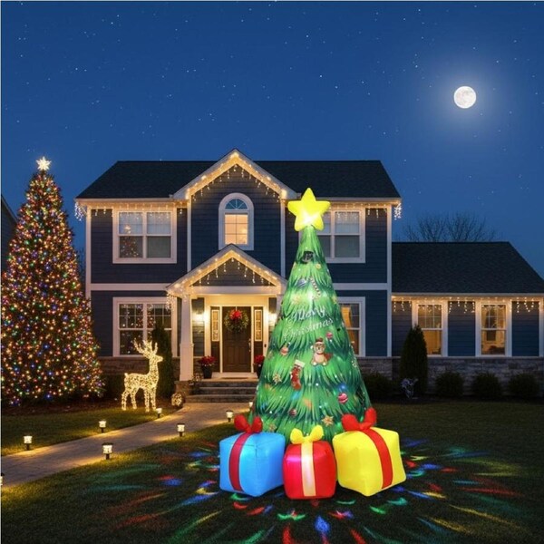 Santaco 2.4m Inflatable Christmas Tree Music Rotated LED Lights Outdoor Decor