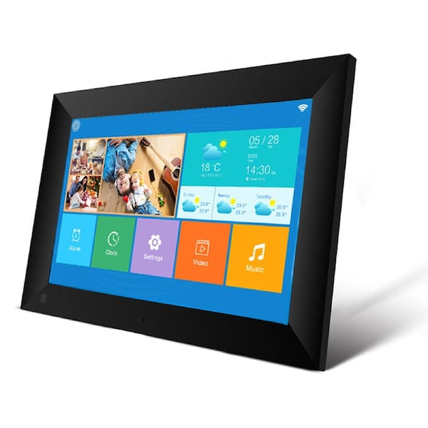 10.1" WiFi Digital Photo Frame Mobile APP 16GB Memory Touch Screen Multimedia Player Black Black