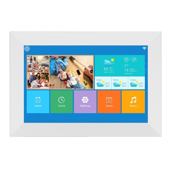 10.1" WiFi Digital Photo Frame Mobile APP 16GB Memory Touch Screen Multimedia Player White White